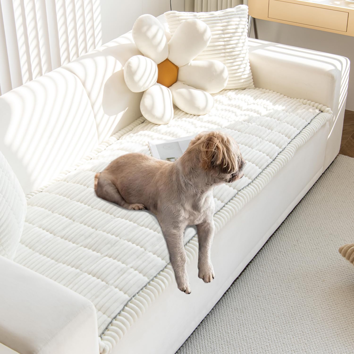 Photo 1 of Gumfolk Non Slip Fuzzy Pet Couch Covers for Sofa, Washable Couch Cushion Covers for Large Dogs