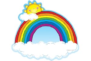 CARSON DELLOSA EDUCATION Carson Dellosa 36-Piece Rainbow Bulletin Board Cutouts, Sunny Rainbow Cut Outs for Bulletin Board, Rainbow Classroom, Spring Classroom Décor & St. Patrick's Day Classroom Décor