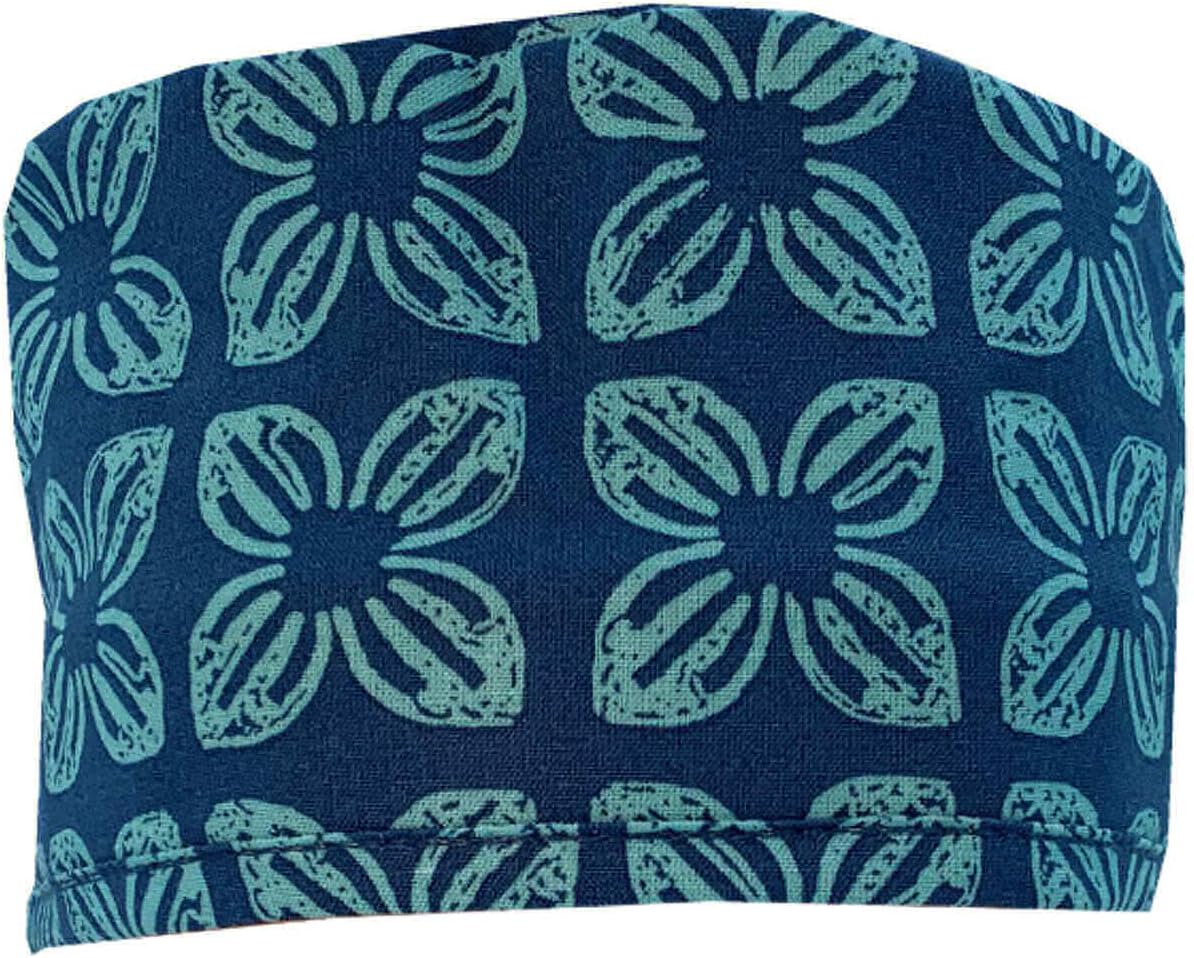 Mens and Womens Scrub Style Working Cap - Blue Hawaiian Print