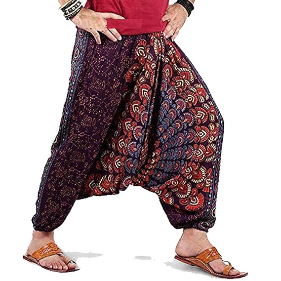 Men's and Women's Rayon Summer Loose Baggy Hippie Boho Gypsy Harem Pants (Multicolour, Free Size)