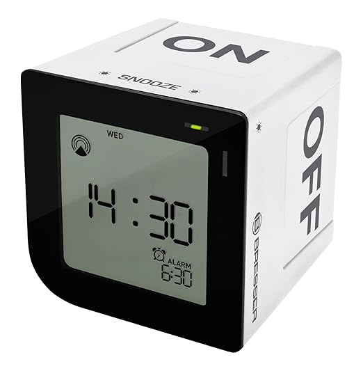 Bresser DCF Funkwecker FlipMe mit ansteigendem Crescendo Alarm und LCD-Display mit Hintergrundbeleuchtung mit Aktivieren der 