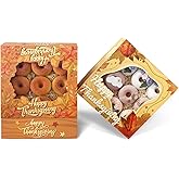 Bakepacker Thanksgiving Cookie Boxes Fall Pie Treat Boxes with Window 10x10x2.5 inches Gold Brown Leaves Pastry Boxes for Festival Bakerys Thick & Sturdy（30 Packs）