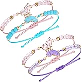 ElevateTech Matching Bracelets, 2 Pairs Butterfly Friendship Bracelets BFF Bracelet for 2 Adjustable Strand Best Friend Bracelet Handmade Charm Jewelry Gifts for Women Couples Friend
