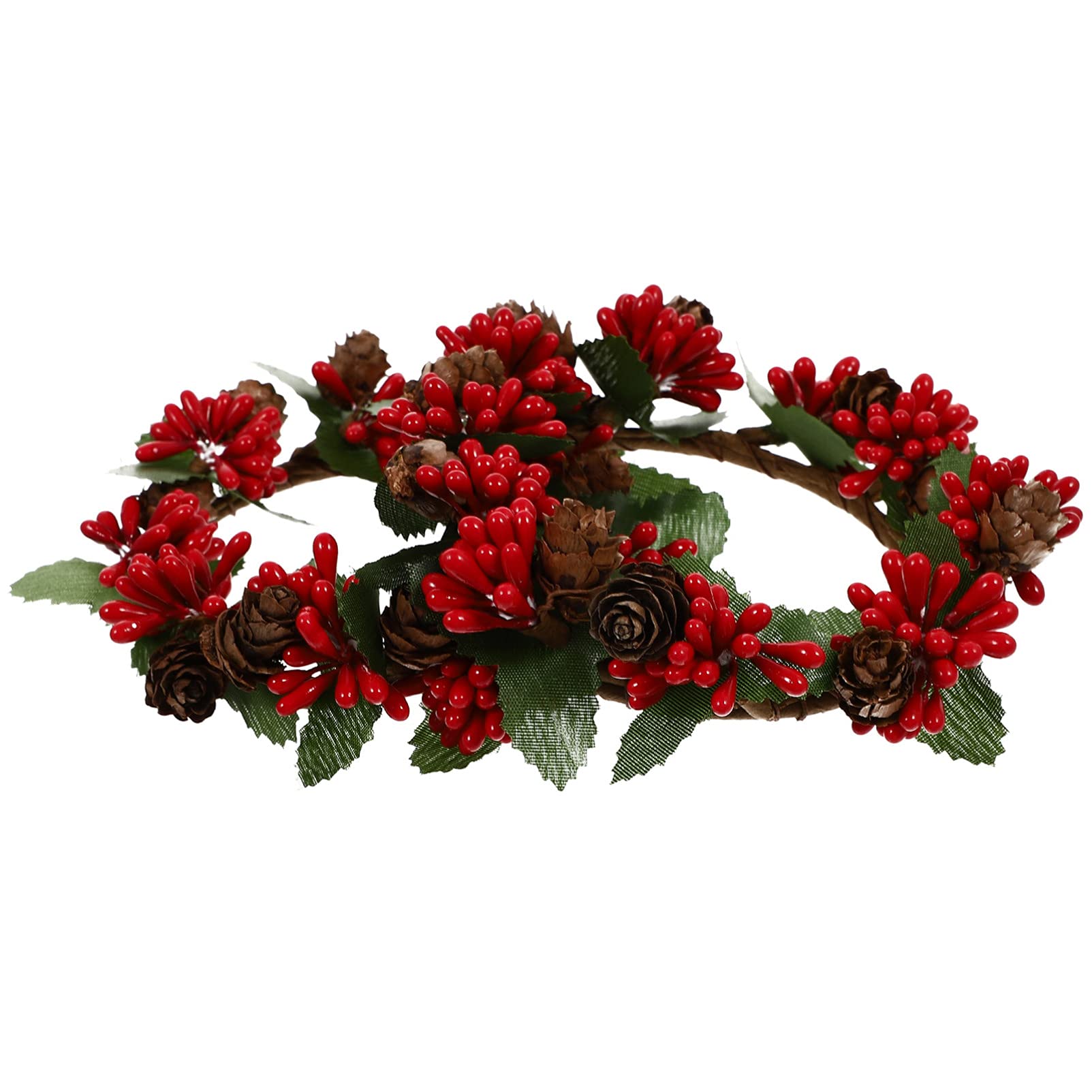 VALICLUD Christmas Berry Rings 2PCS Christmas Candle Wreath Rings for Candle Pillars Red Berry Small Wreath for Rustic Wedding Centerpiece Table Decoration Style 1 Red Berry Wreath
