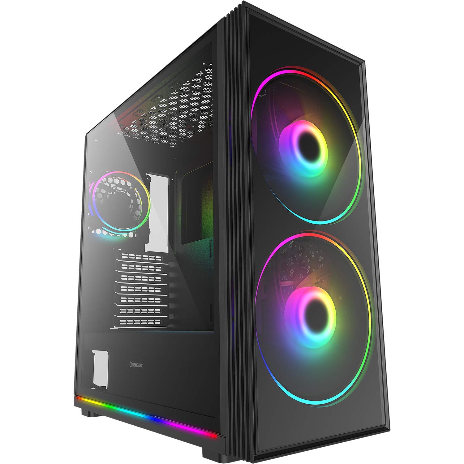 GameMax Sniper Mid-Tower ATX Gaming PC Case, 2 x 200mm ARGB F for High-Volume Airflow | Black