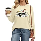 Cat Mom Shirts for Women Cat Mama T-Shirts Pet Lover Gifts Shirts Funny Cat Graphic Tees Shirts Long Sleeve