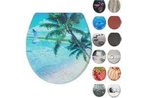 Nastarki Round Toilet Seat, Slow Close Wood Toilet Seats, Wooden Toilet Seats with Strong Alloy Hinges, Adjustable Toilet Seat，Easy to Install and Clean