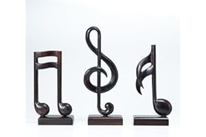 Handicraftviet Wooden Music Note Sculpture and Music Lovers, Handmade Music Symbols Gifts for Office Bookshelf Room Decor, Music Teacher Gifts, Music Graduation Gifts (Music Note Set 3, Black)