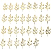 VALICLUD Gold Leaf Brooch 1.6 Inch Small Metal Embellishments for Diy Jewelry Making Hair Accessories and Phone Case Decor 30 Pcs Alloy Craft Charms