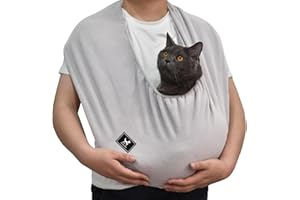 PAWPUBBY Cat Sling Carrier Critter Cuddler – Indoor Cozy Pet Sling for Cats, Kittens & Small Dogs, Soft Hands Free Cuddle Bag for Snuggling at Home with Cat and Kitty (Light Gray, Medium)