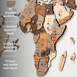 Enjoy The Wood 3D Wood World Map Wall Art Large