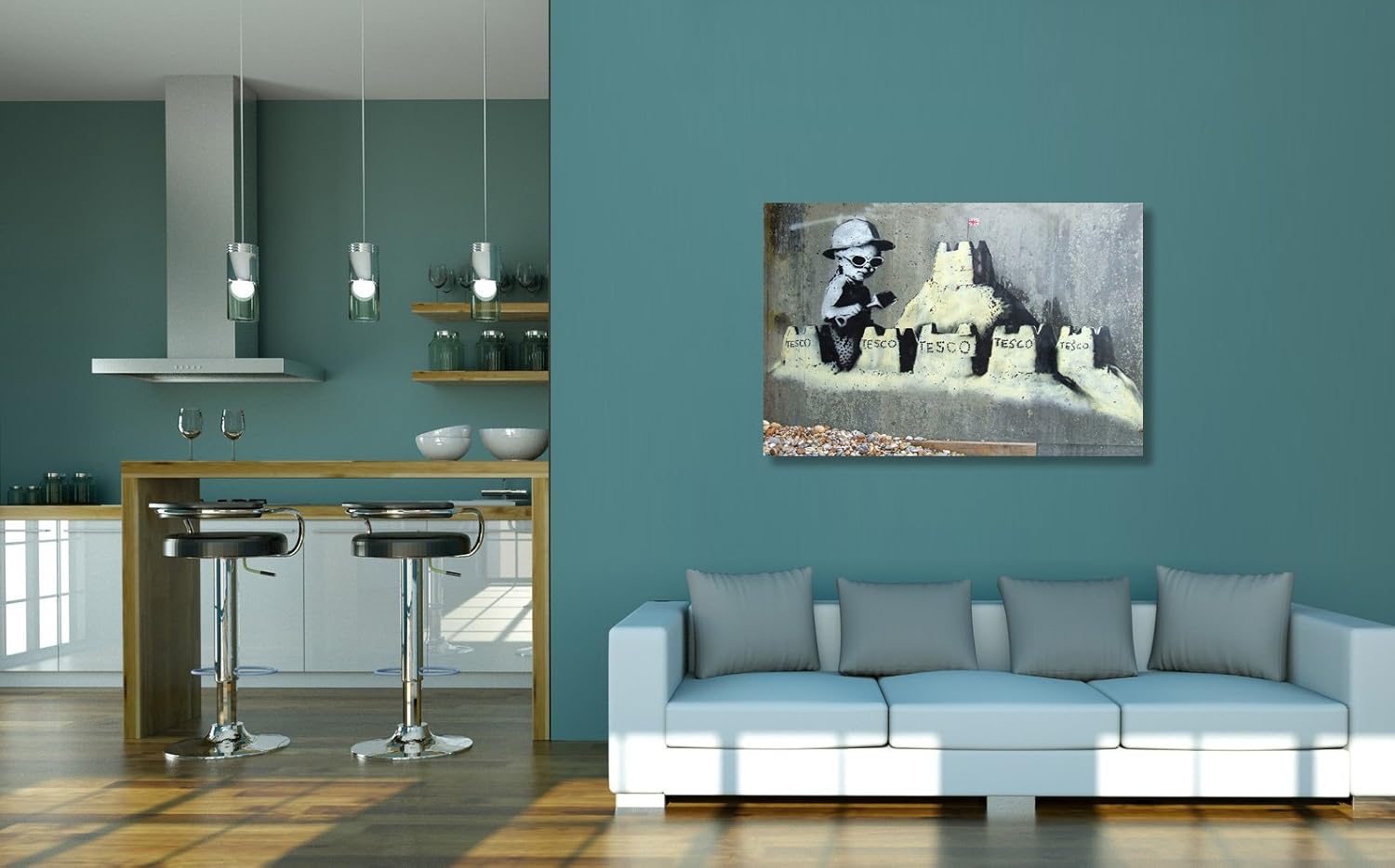 Amazon Com Newartmix Banksy Tesco Sandcastle Cuadro De Metal