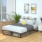Amazon Basics Metal Platform Bed Frame with Wooden Slats, Sturdy Mattress Support, 10 Inches High, Under-Bed Storage, Full, Black