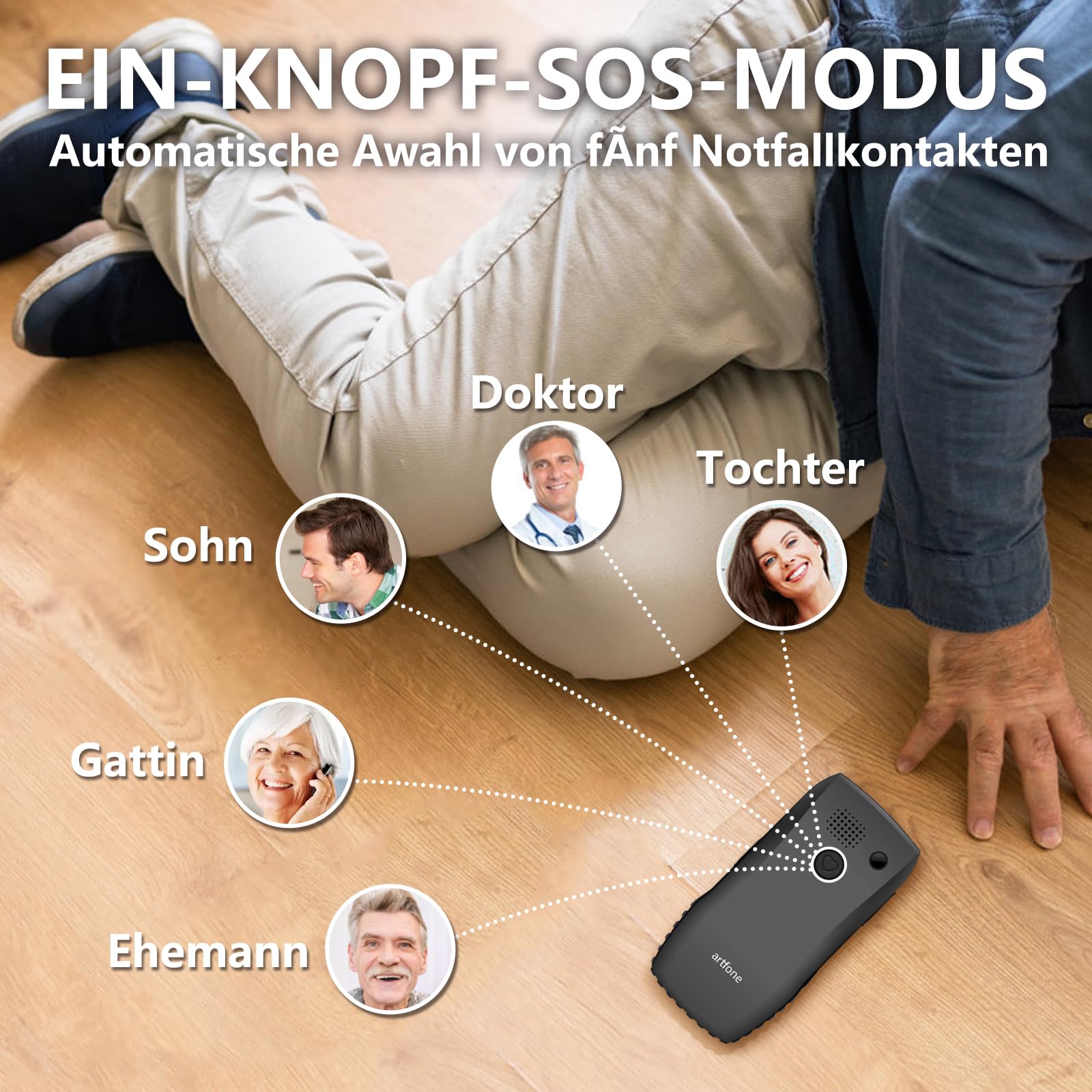 artfone C1+4G Big Button Mobile Phone for Elderly?USB-C, Charging Dock?1800mAh Battery?Easy to Use Basic Elderly Phone?SIM Free Unlocked Senior Mobile Phone?SOS Button?FM Radio?Time Reporting - Black