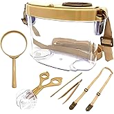 JTCJozz Bug Catcher Kit, Kids Bug Collection Kit, Outdoor Nature Explorer Kit with Tweezers, Magnifying Glass, Science Educational Kit, Bug Observation Container for Boys and Girls (Gold)