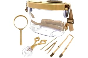 JTCJozz Bug Catcher Kit, Kids Bug Collection Kit, Outdoor Nature Explorer Kit with Tweezers, Magnifying Glass, Science Educational Kit, Bug Observation Container for Boys and Girls (Gold)