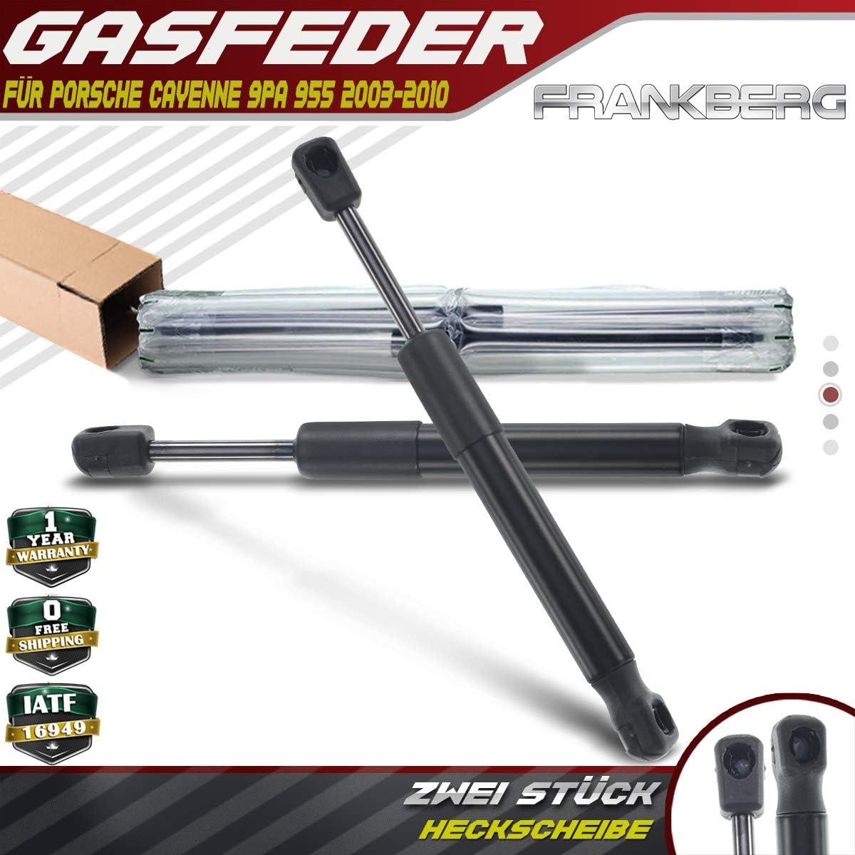 Frankberg 2x Gas Strut Tailgate Window Left And Right Compatible With C.a.y.e.n.n.e 955 SUV 3.0L-4.8L 2002-2010 C.a.y.e.n.n.e 9PA SUV 2003-2007 3.2L 4.5L Replace# 95551252800