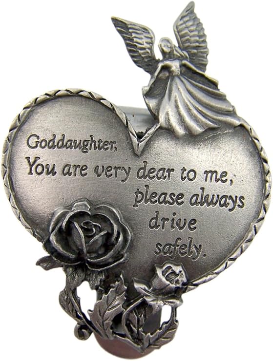 Fine Pewter Guardian Angel Goddaughter Heart Auto Visor