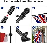 Holdfiturn 6FT Stainless Steel Flagpole Kit with Wall Mount Bracket view 4