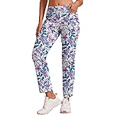 ACEGOLFS Women's Golf Pants Stretch Printed Ankle Pants for Women Casual Business Travel Sweatpant with Pockets UPF 50+