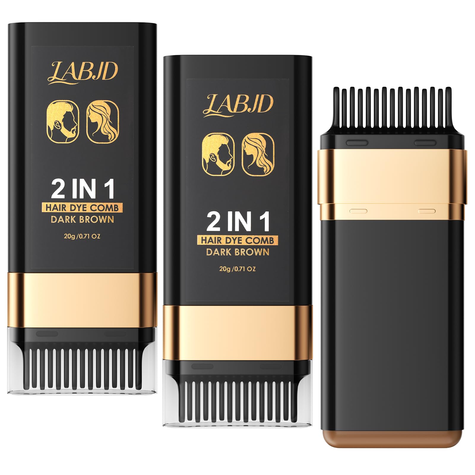 Photo 1 of 2 Pack Hair Dye Comb, 2-in-1 Color Correction Stick with Comb to Cover Gray and White Hair,Safe Convenient Waterproof Sweat-Proof Comb Hair Dye Cream, Portable Hair Colouring for Women Men, Dark Brown