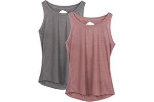 icyzone Women's Lightweight Breathable Open Back Workout Athletic Yoga Tank Tops