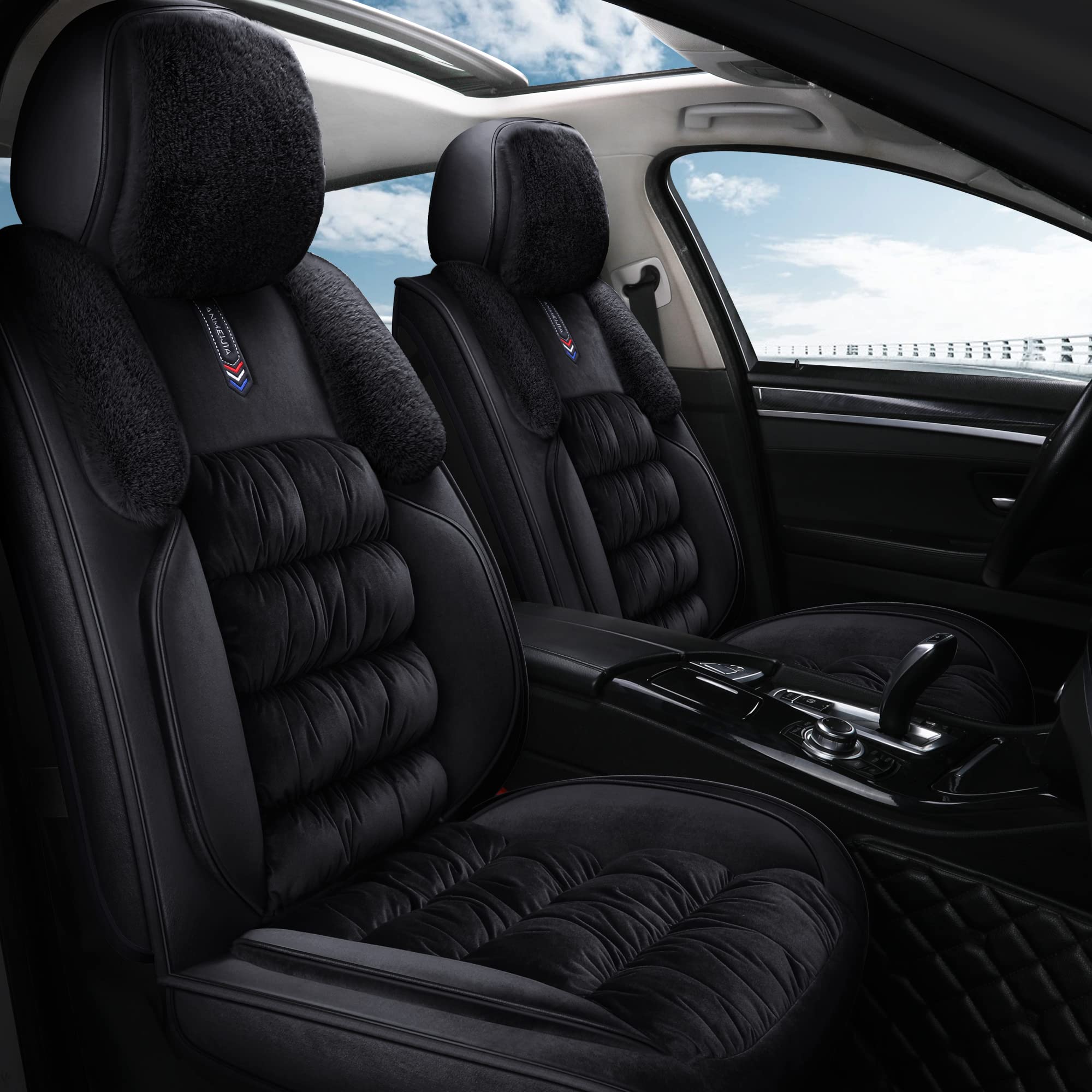 Photo 1 of ***GREEN***AOOG Fuzzy Car Seat Covers, Heated Bench Back Cushion Protector for Cars SUV Trucks(Front Pair,Black)