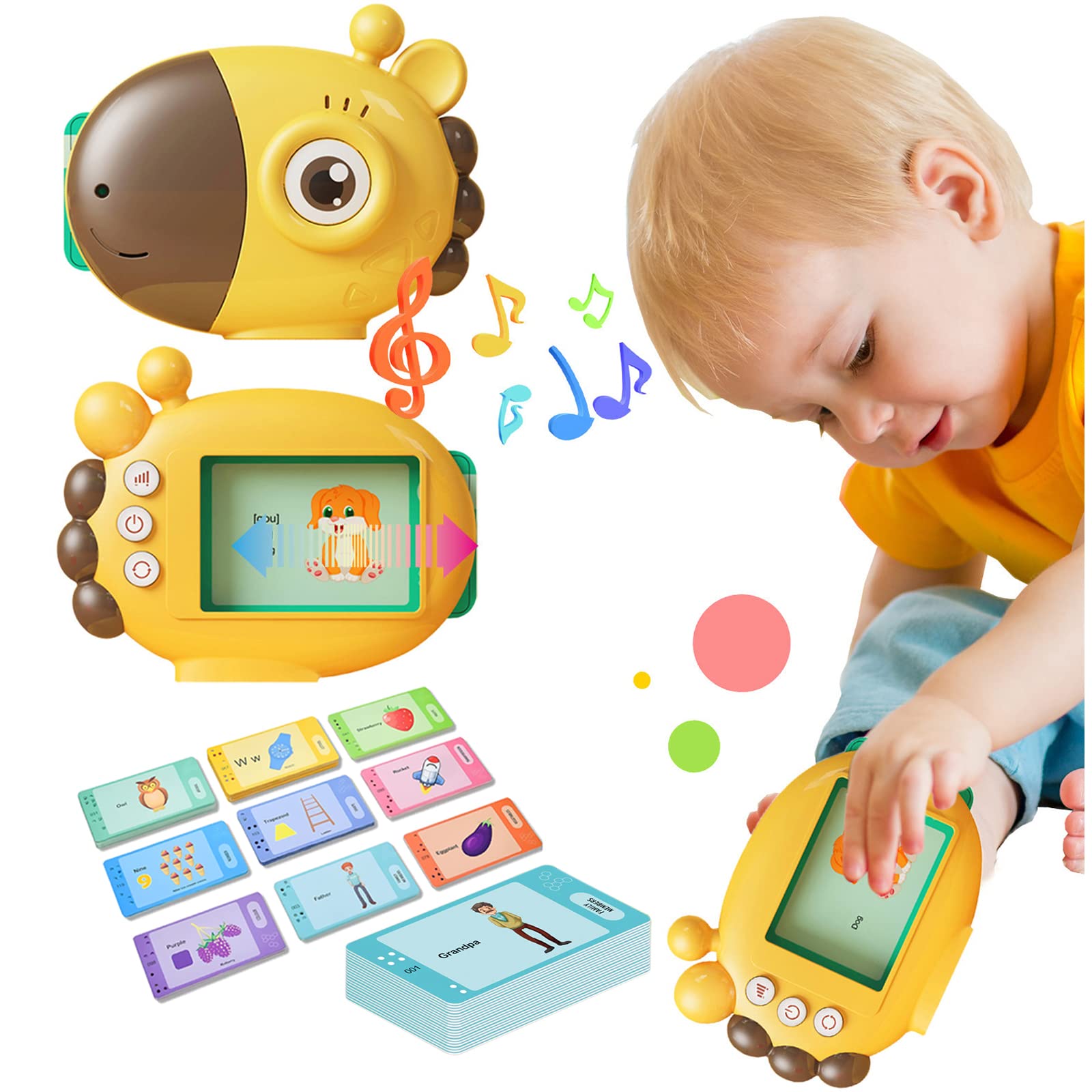 Talking Flash Cards Early Educational Toys for 2 3 4 5 6 Boys Girls,Speech Therapy Autism Toddlers Toys,Audible Reading Machine Learning Resource Montessori Interactive Gift for Kids Toddlers