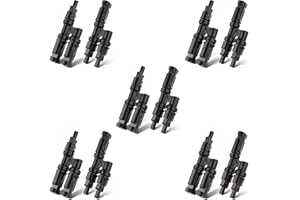 Pjerjzn Solar Panel Connector 2 to 1 2 Way Solar Panel Splitter 1000V FMM+MFF Y Branch Solar Panel Parallel Connectors for Parallel Connection Between Solar Panels (5 Pair 2 to 1)