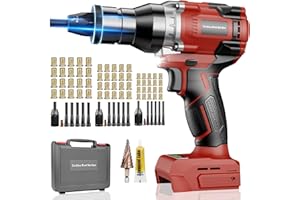 Cordless Rivet Nut Gun for Mil-Waukee 18V Battery, Electric Rivet Nut Tool Brushless Motor with 3 Sizes Rivet Nuts(1/4", 5/16