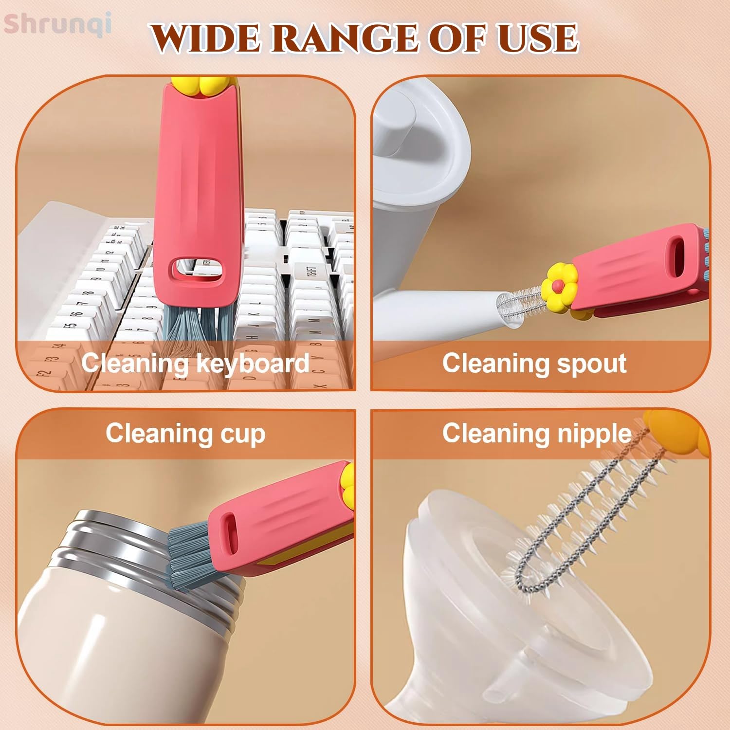 3 in 1 Cup Lid Cleaning Brush, 3 in 1 Multifunctional Cleaning Brush Portable Cup Lid Cleaner for Bottle Gap Tight Spaces Cup, Portable Cup Lid Cleaner with Brush, 3 Pcs