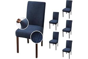 Genina Chair Covers for Dining Room Chair Covers Dining Chair Slipcovers Stretch Kitchen Parsons Chair Covers (Navy Blue, 6 PCS)