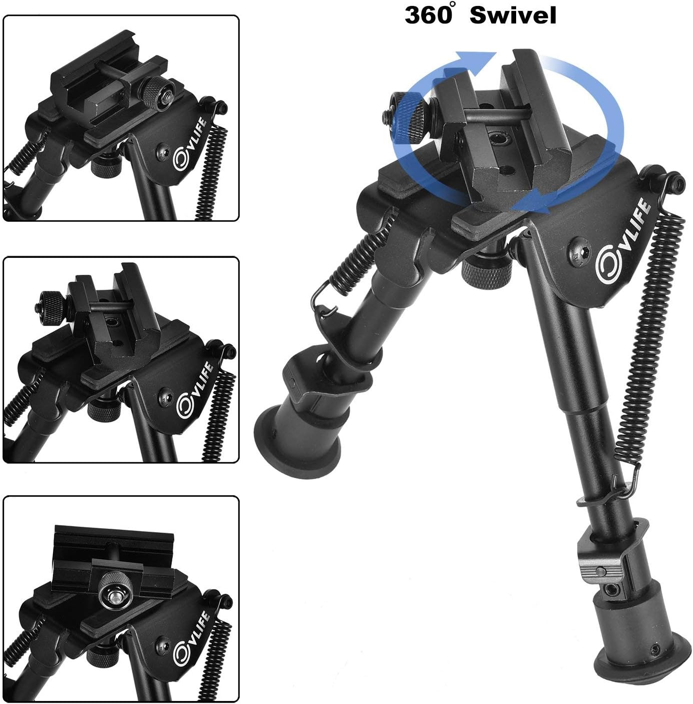 CVLIFE 6-9 Inches Tactical Bipod Adjustable Spring Return with 360 Degree Swivel Picatinny Adapter : Sports & Outdoors