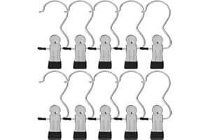 BEWISHOME 20 PCS Laundry Hook Boot Hanging Hold Clips Portable Hanging Hooks Home Travel Hangers Clothing Clothes Pins, Chrome FYC01S
