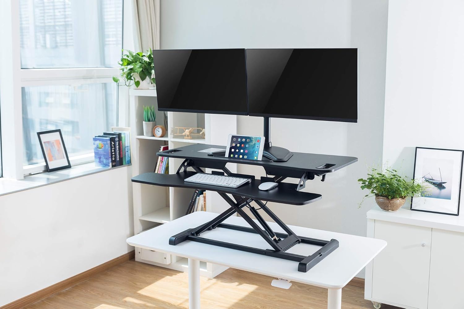 DIGITUS Ergonomic desk attachment for healthy working - Sit-stand workstation - Keyboard & mouse tray - Standing desk - Black - Image 4