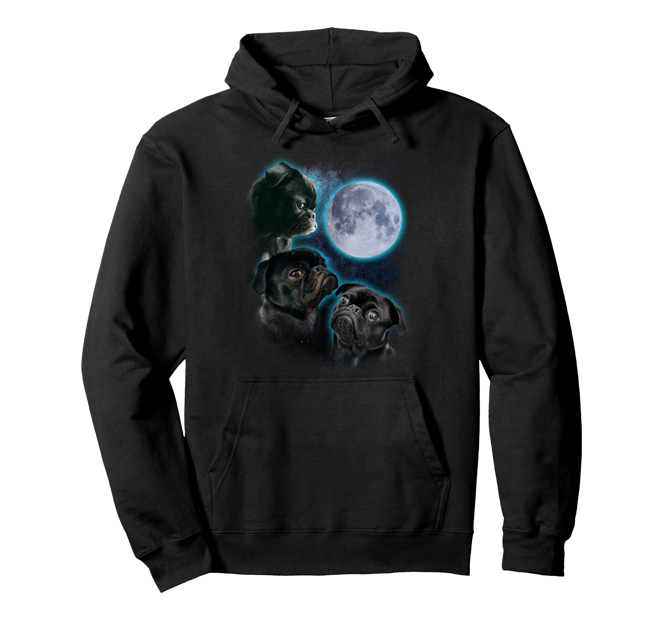 Three pug moon Pullover Hoodie