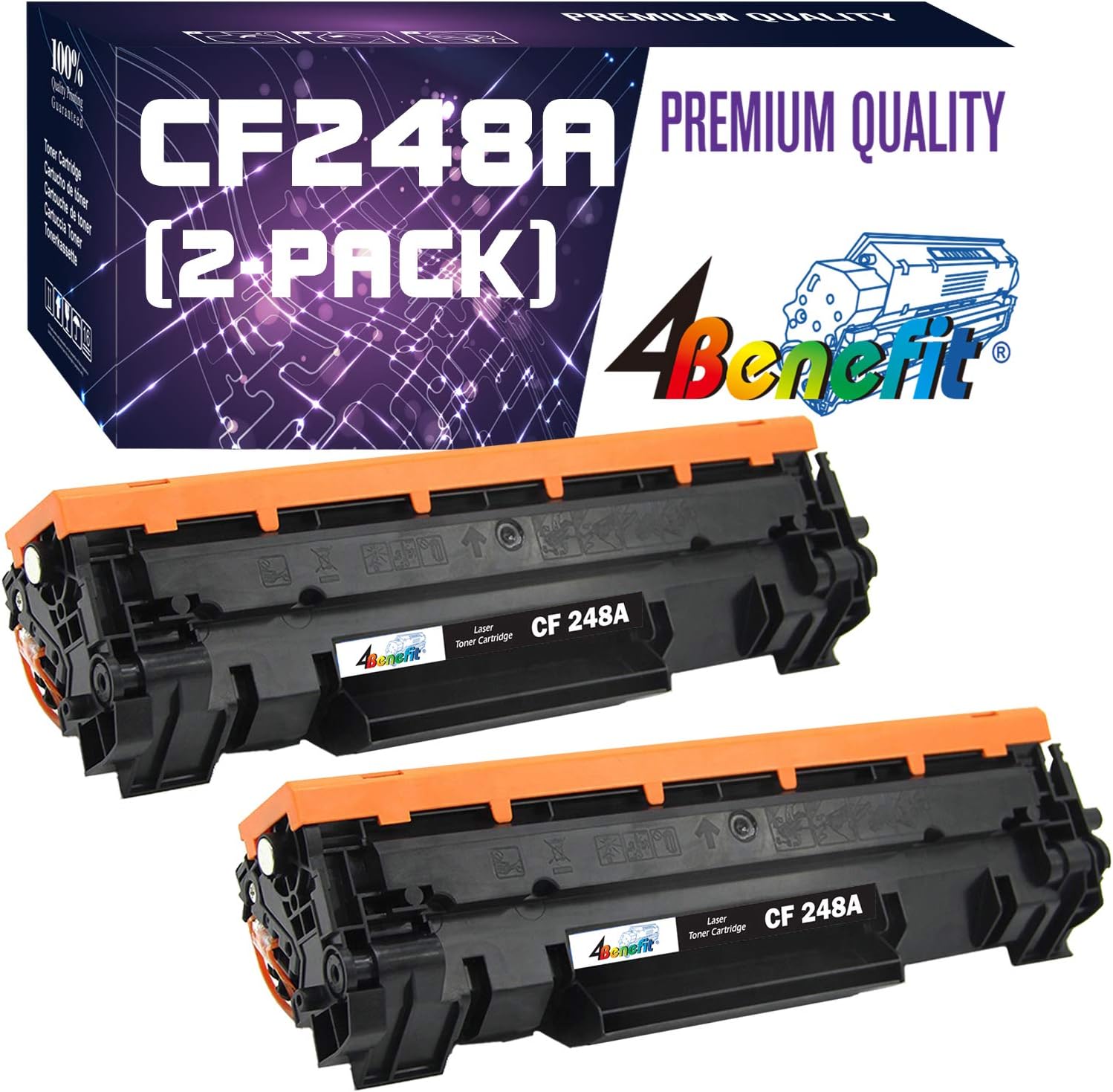 4Benefit Compatible Toner Cartridge Replacement for HP 48A 248A CF248A to Used for HP Laserjet Pro M15w M15a M16a M16w MFP M29w MFP M29a MFP M28w MFP M28a Printer (Black, 2-Pack)