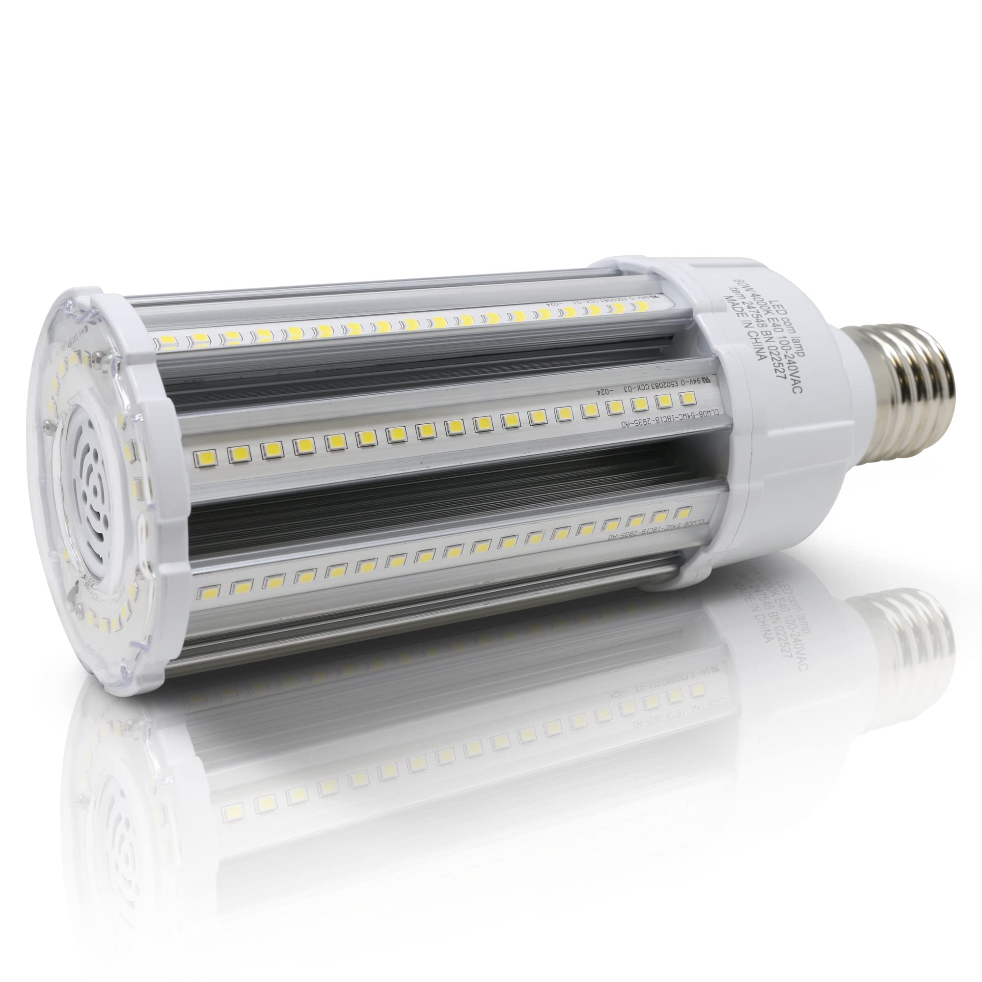 Bright Source LED Corn Light Bulb, E40, 60W, 7800lm, 360° Beam Angle, 4000K Cool White, Replaces Metal Halide/Son/HID/HPS for Large Spaces/Street/Parking/Garage/Warehouse & Factory