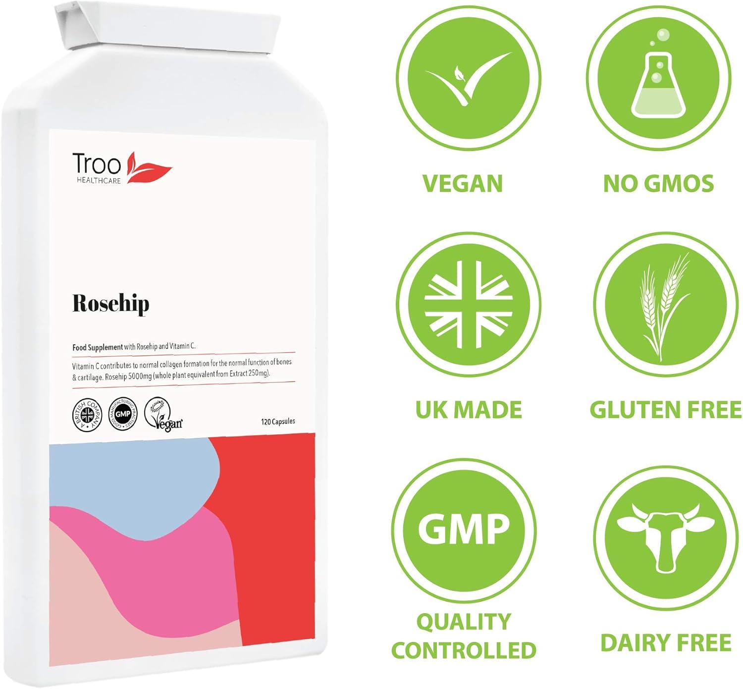 Troo Health Care Rosehip Supplements 5000mg with Rosacanina and Vitamin C to Support Bones, Cartilage and Collagen Formation - Image 4