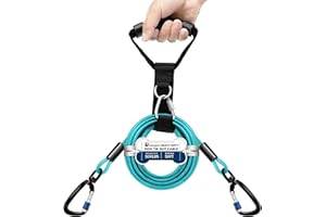 Duckygoo Heavy Duty Dog Tie Out Cable - Rust Proof Dog Leash Cable with Carrying Handle, No Tangle Tether for Medium to Large Dogs Up to 500lbs, 50ft, Teal
