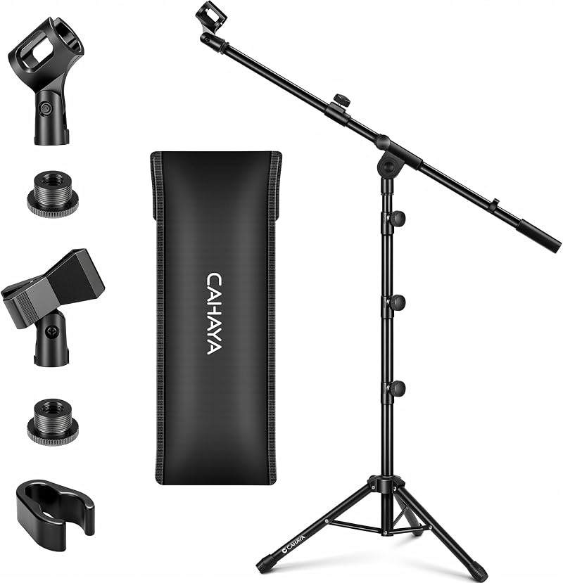 CAHAYA Upgraded Tripod Boom Sheet Microphone Stand with Carrying Bag CY0311