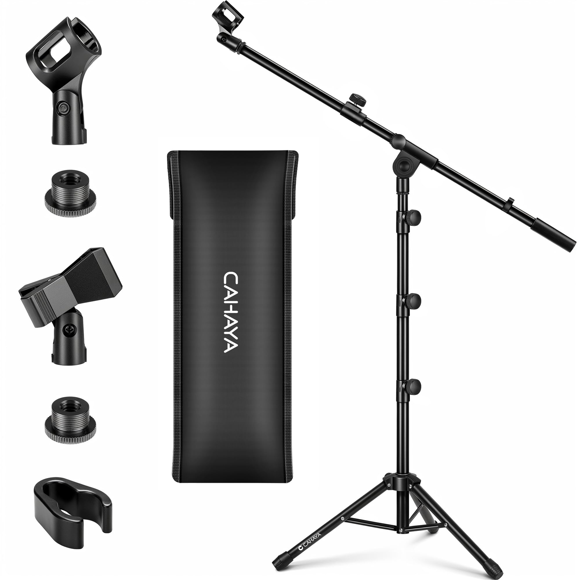 CAHAYA Tripod Boom Sheet Microphone Stand Metal Portable with Carrying Bag, for Performance Singing Speech Wedding Stage and Outdoor CY0329