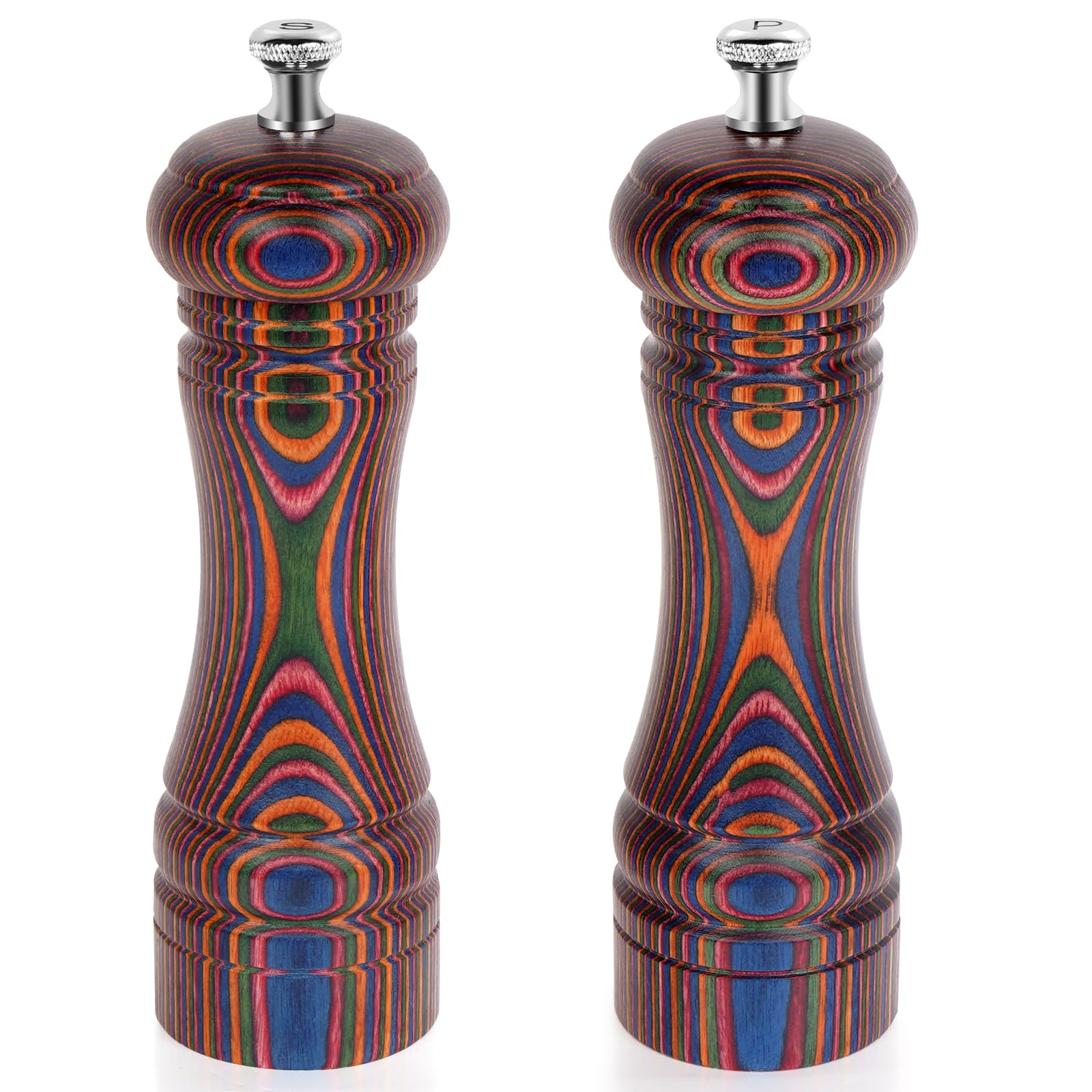 Photo 1 of 2 Pack Pakka Wood Salt and Pepper Grinder Set, Wooden Salt and Pepper Mill Set, Salt and Pepper Shaker Birthday Gifts, 7 Inch for Kitchen