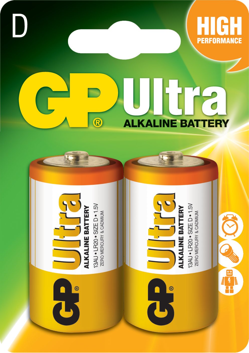 GP Ultra Alkaline Batteries | D | 2 x Pack