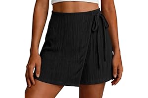 Womens Mini Skorts Knot High Waist Belted Irregular Hem Skorts Trendy Fashion Casual Beach Wrap Skirt