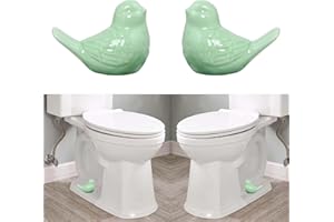 RENUIS 2 Pcs Ceramic Bird Toilet Floor Bolt Caps,Cute Bird Toilet Bowl Screw Covers,Toilet Bolt Figurine,Toilet Bowl Cap Covers,Decorative Bathroom Toilet Bolt Easy Installation (Bird-Green)