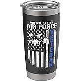 Patriotic US Air Force Veteran Flag USA Proud USAF Airman Stainless Steel Insulated Tumbler