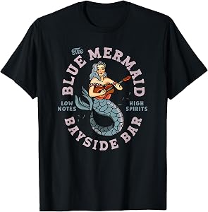 Sailor Mermaid Tattoo Vintage Guitar Music Travel Dive Bar T-Shirt
