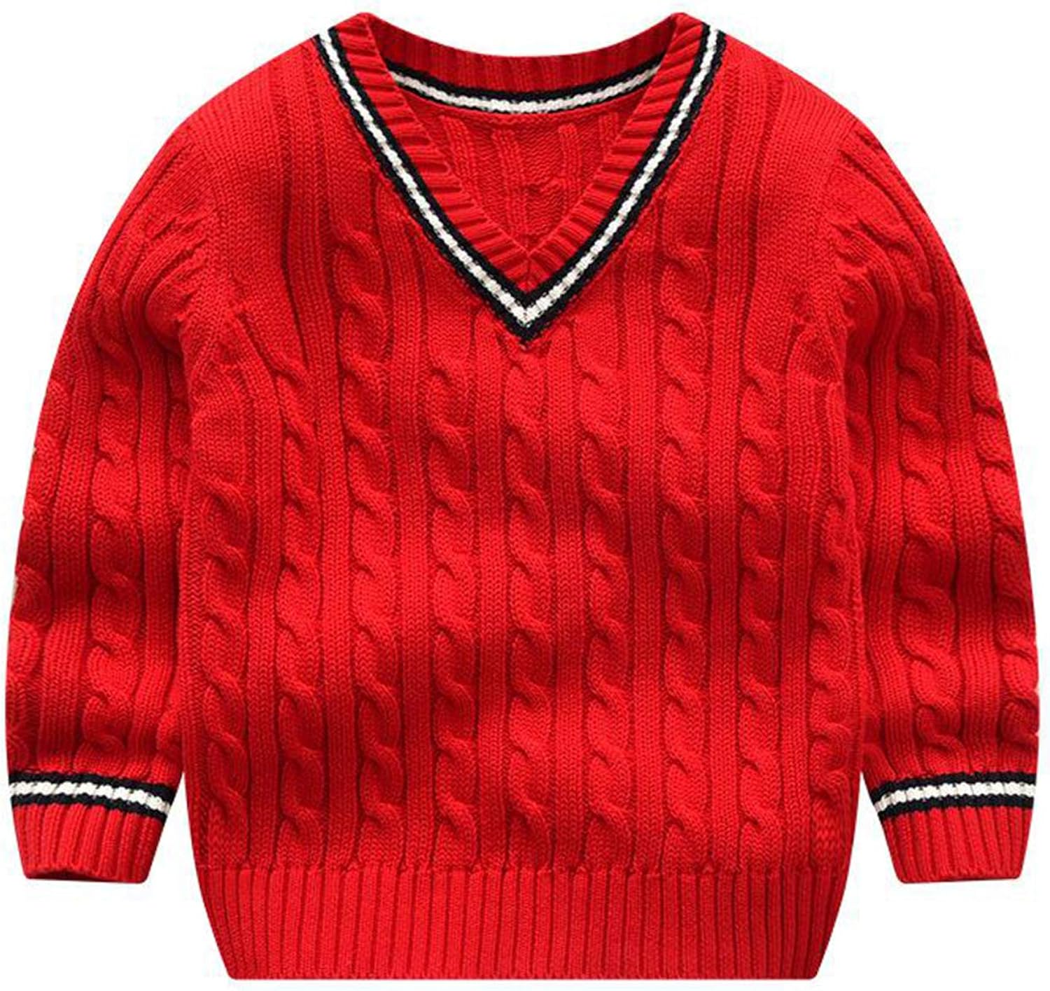 Winter Casual Children Baby Boy Sweater Solid Color Knitted Pullover Sweater VNeck Kids Boys