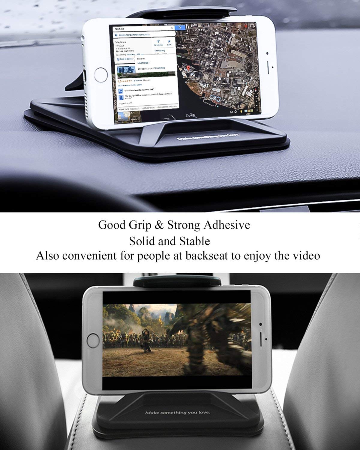 Cell Phone Holder for Car, Non-Slip Dash Pad Car Phone Mount GPS Holder for iPhone 7 Plus 8 Plus X Samsung Galaxy Note 8 S8 Plus S7 and 3-7 inch Smartphones (Black)